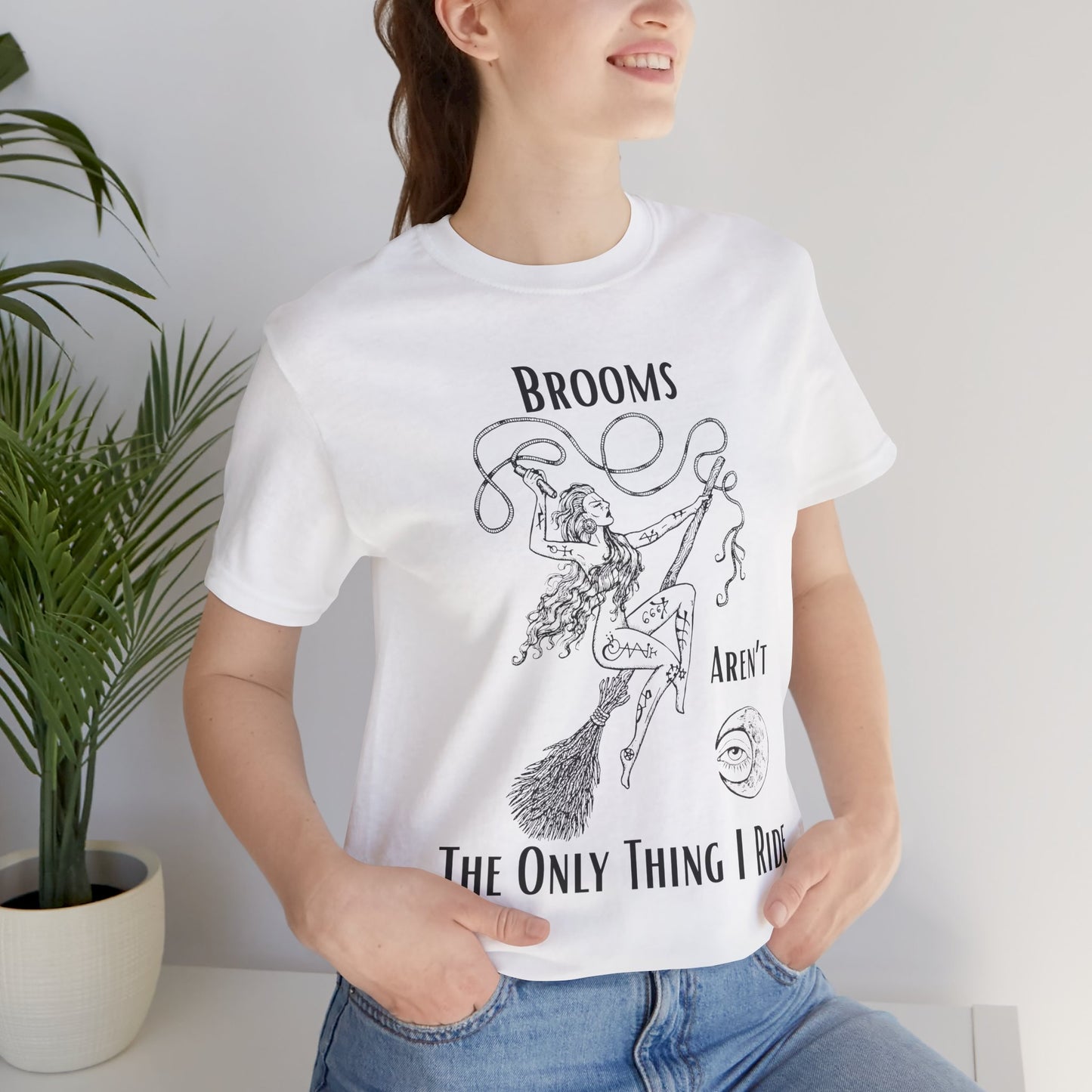 'Brooms Aren't The Only Think I Ride' Flying Witch on a Broom Graphic T-Shirt
