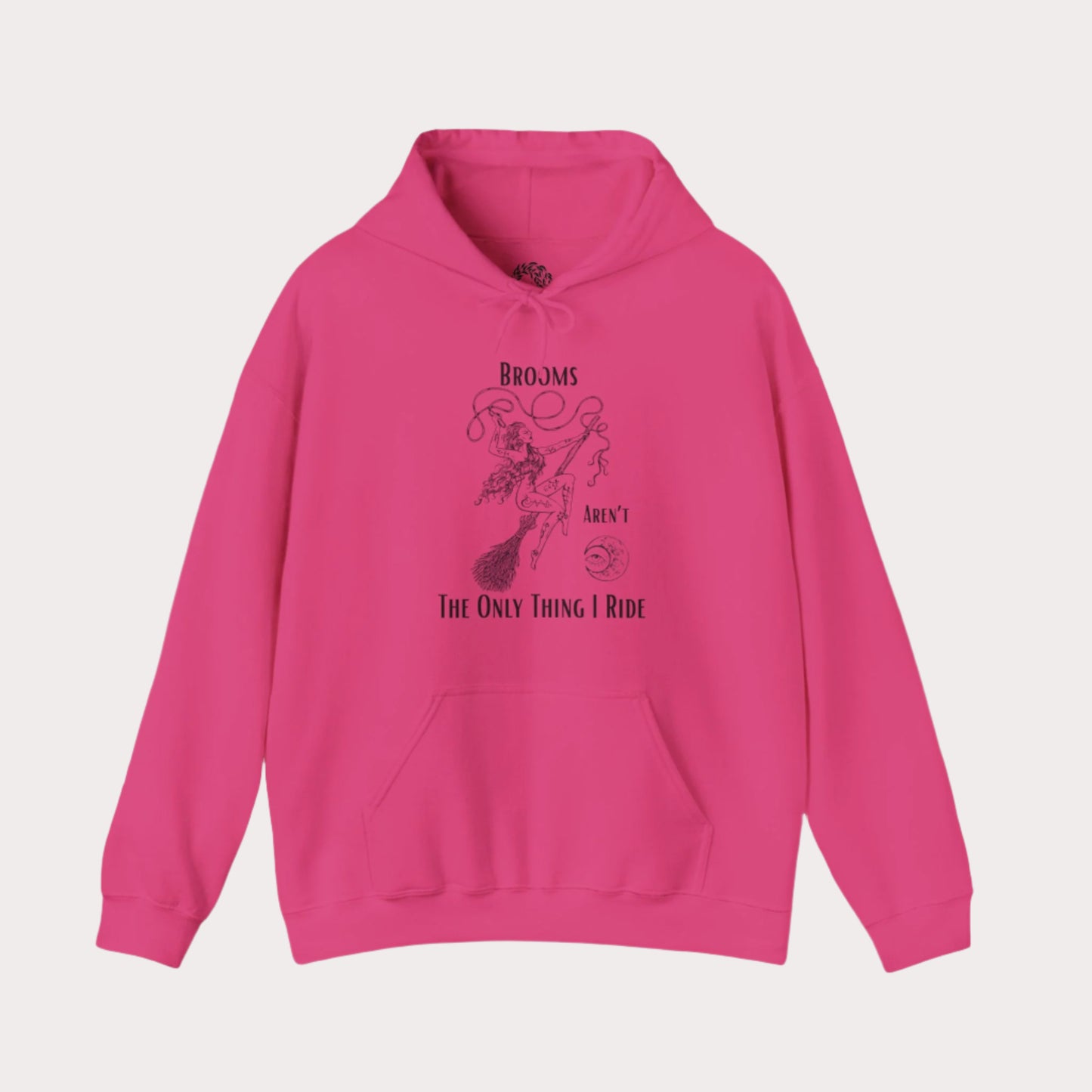 'Brooms Aren't The Only Think I Ride' Flying Witch on a Broom Graphic Unisex Heavy Blend™ Hooded Sweatshirt
