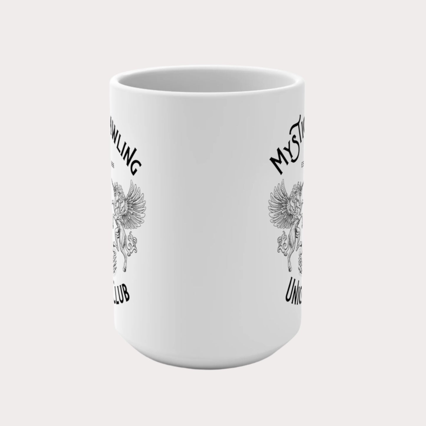 Mystical Brawling Unicorn Club Emblem 15oz Mug— Legendary Guardians of Magic Sipware