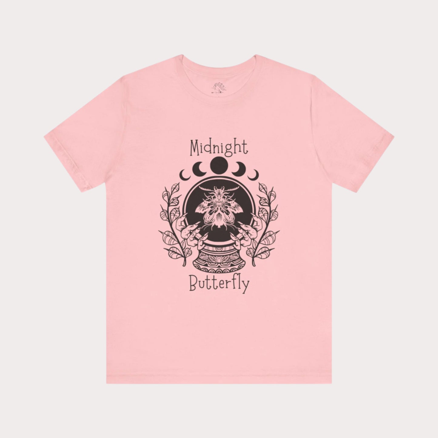 'Midnight Butterfly' Unisex Short Sleeve Moon Phase Moth Crystal Ball Casual Wear T-Shirt