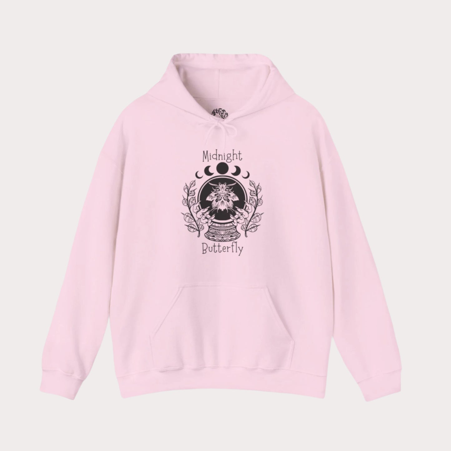 'Midnight Butterfly' Unisex Heavy Blend™ Hooded Sweatshirt - Moon Phase Moth Crystal Ball Casual Wear Hoodie