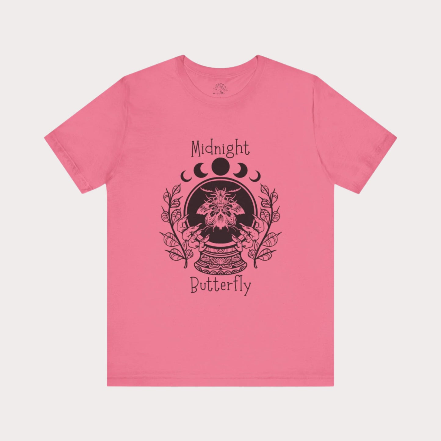 'Midnight Butterfly' Unisex Short Sleeve Moon Phase Moth Crystal Ball Casual Wear T-Shirt