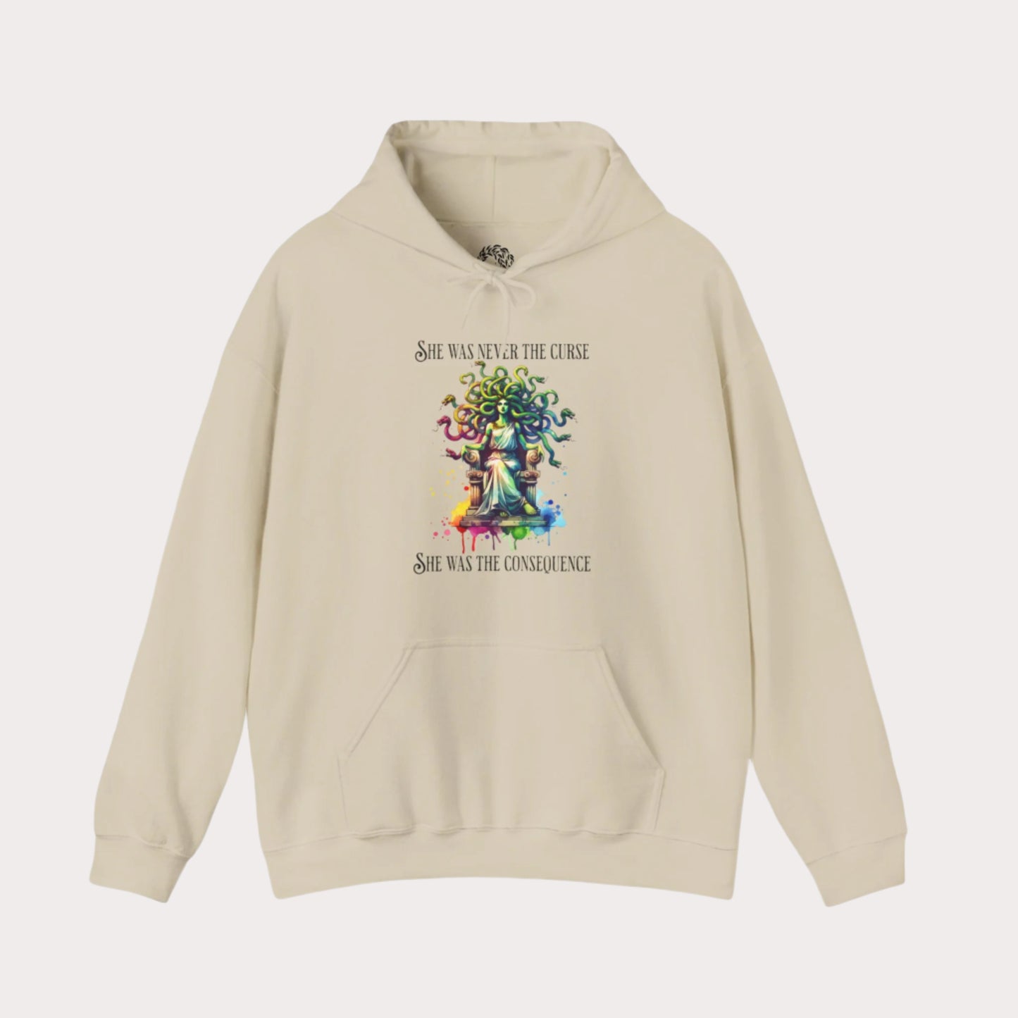 “She was never the curse—she was the consequence” Medusa Graphic Unisex Heavy Blend™ Hooded Sweatshirt