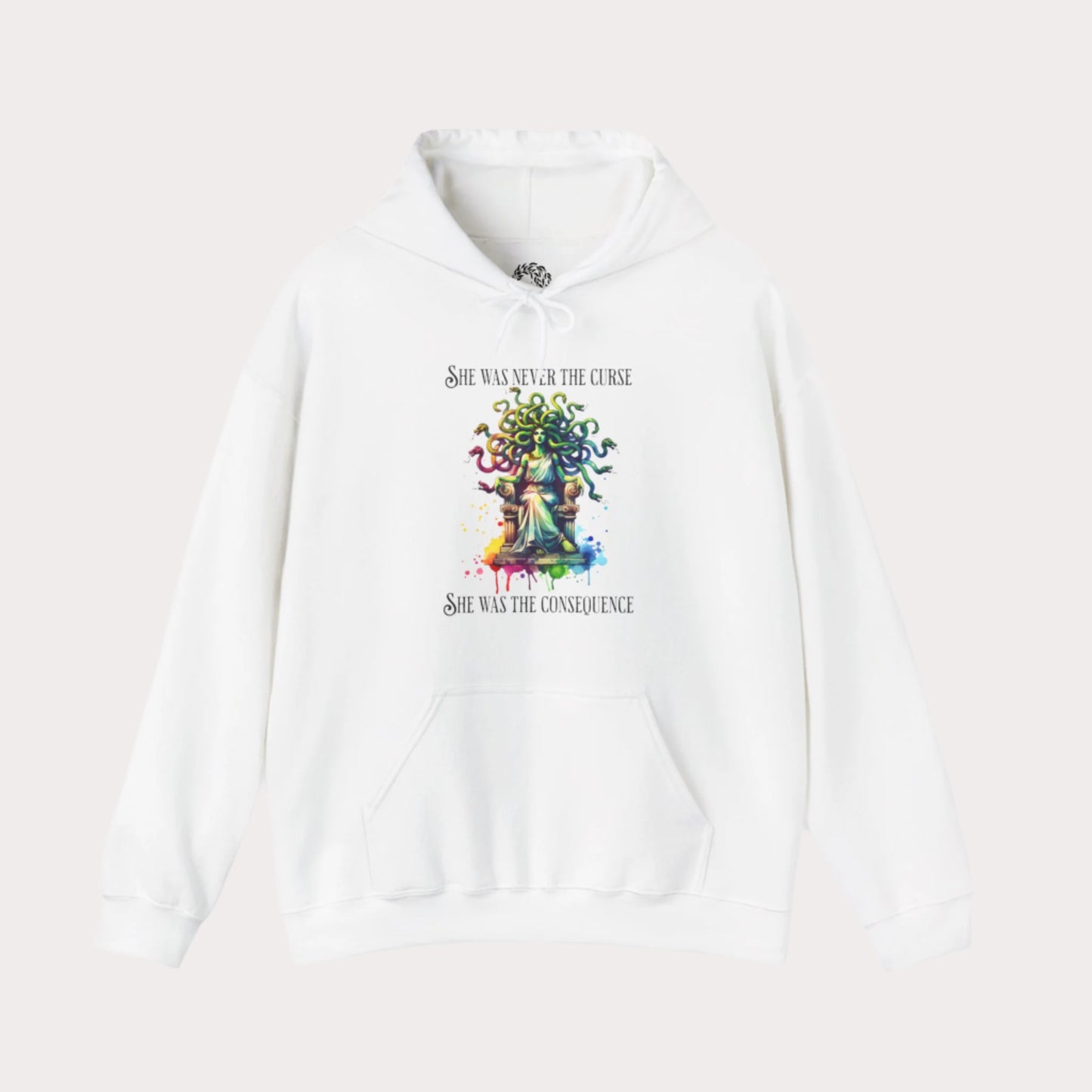 “She was never the curse—she was the consequence” Medusa Graphic Unisex Heavy Blend™ Hooded Sweatshirt