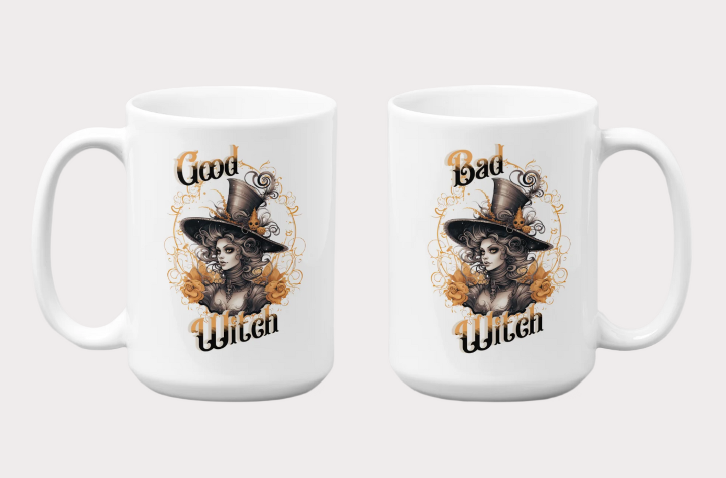 The Hatter—'Good Witch' 'Bad Witch' 15oz Duality Mug - Enchanting Drinkware for the Mystical Soul