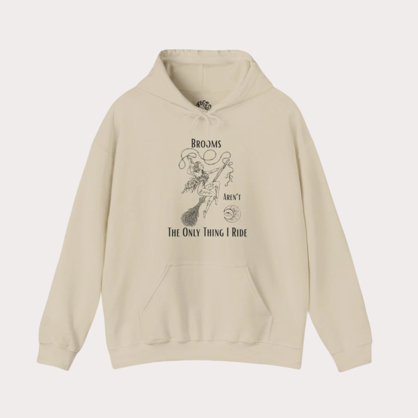 'Brooms Aren't The Only Think I Ride' Flying Witch on a Broom Graphic Unisex Heavy Blend™ Hooded Sweatshirt