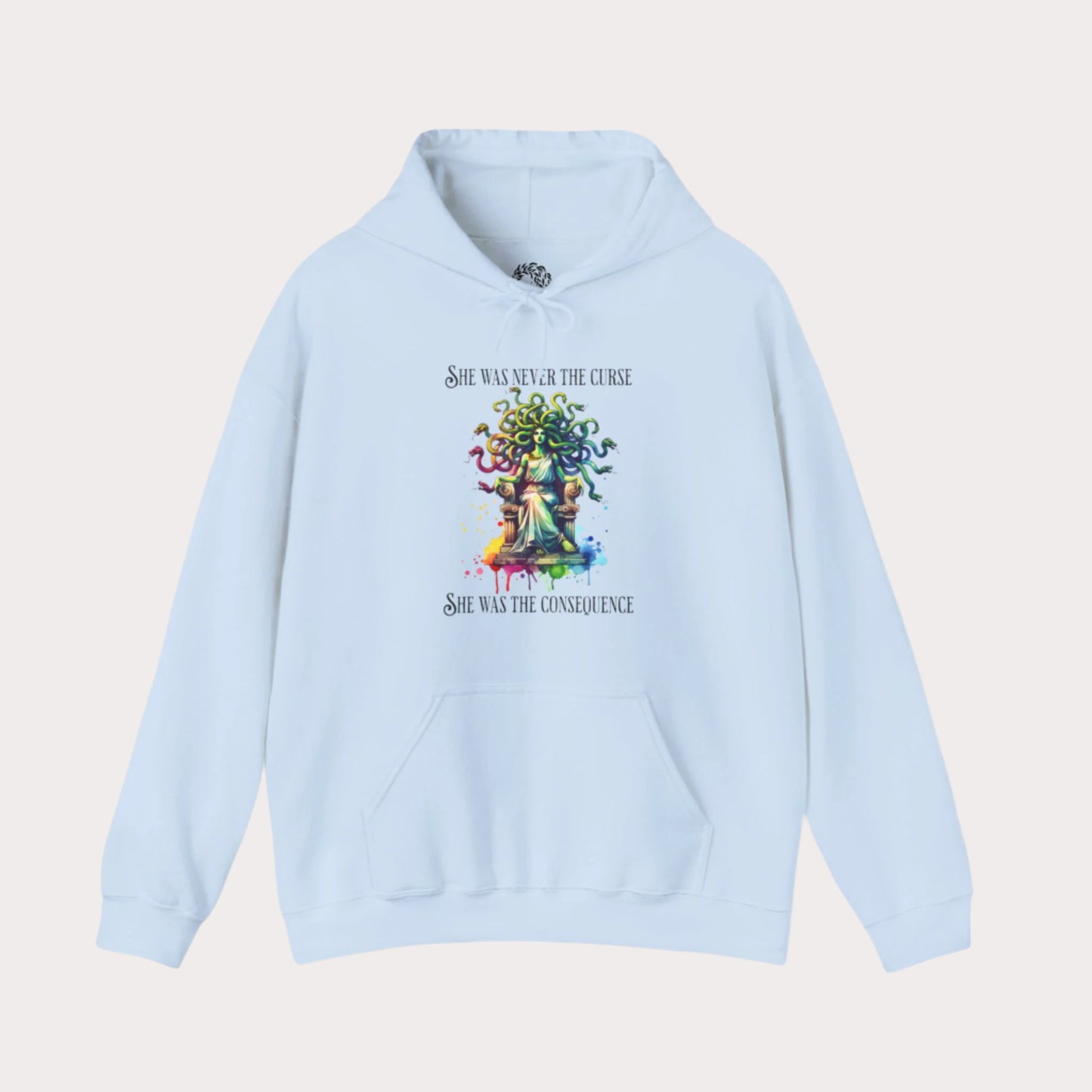 “She was never the curse—she was the consequence” Medusa Graphic Unisex Heavy Blend™ Hooded Sweatshirt