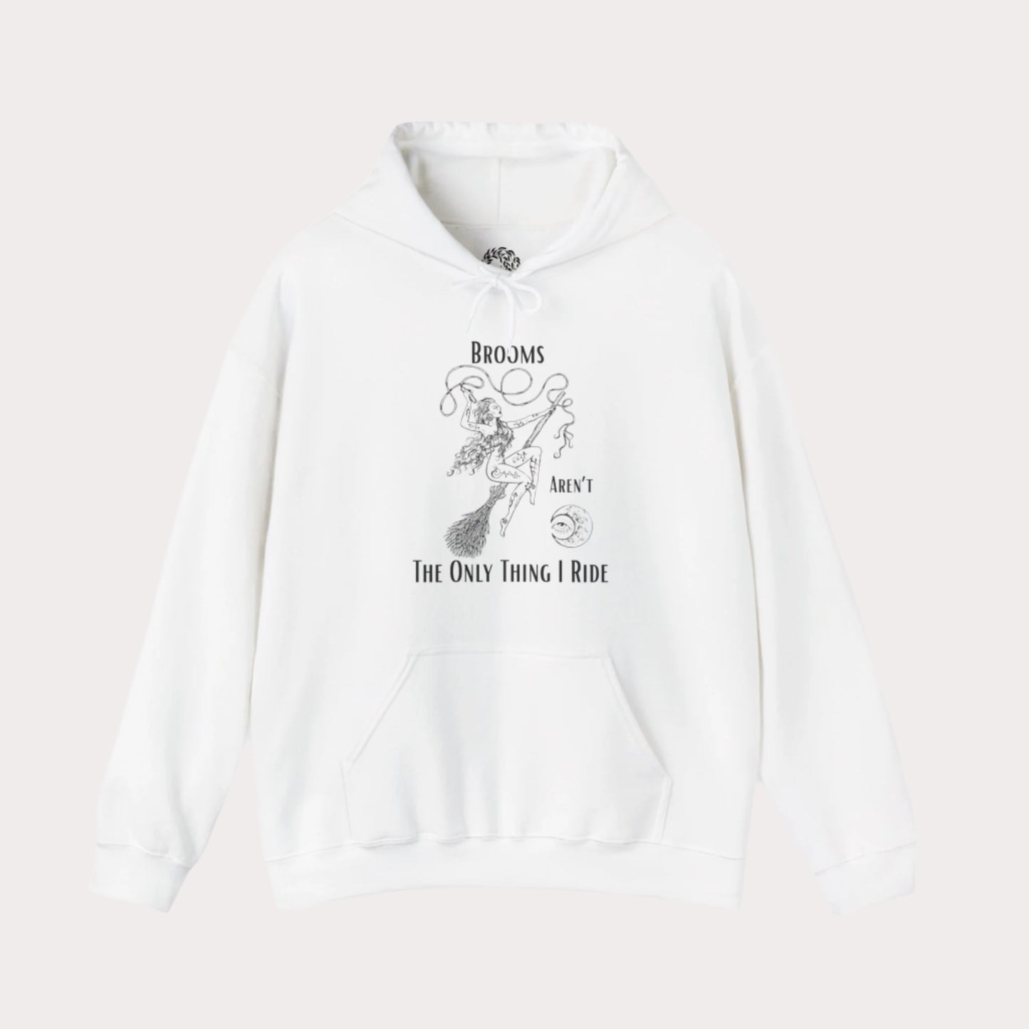 'Brooms Aren't The Only Think I Ride' Flying Witch on a Broom Graphic Unisex Heavy Blend™ Hooded Sweatshirt