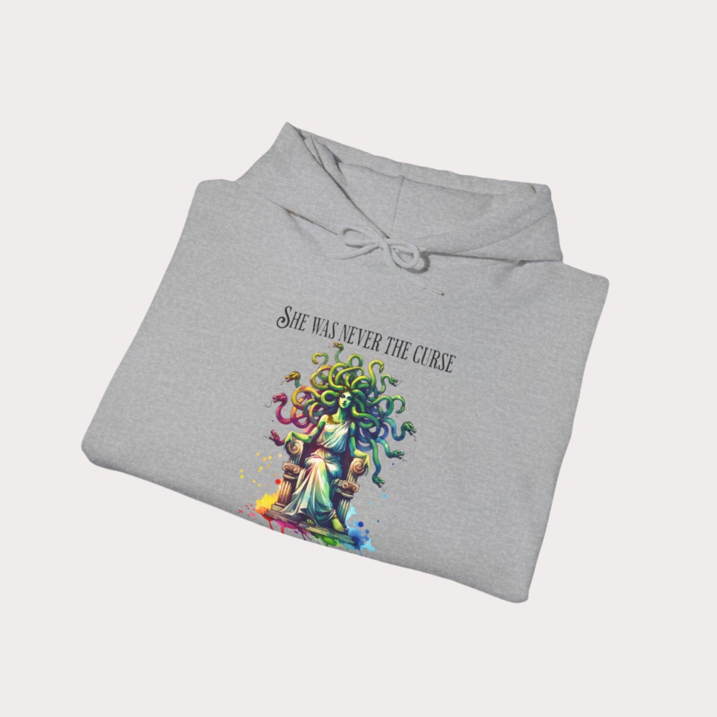 “She was never the curse—she was the consequence” Medusa Graphic Unisex Heavy Blend™ Hooded Sweatshirt