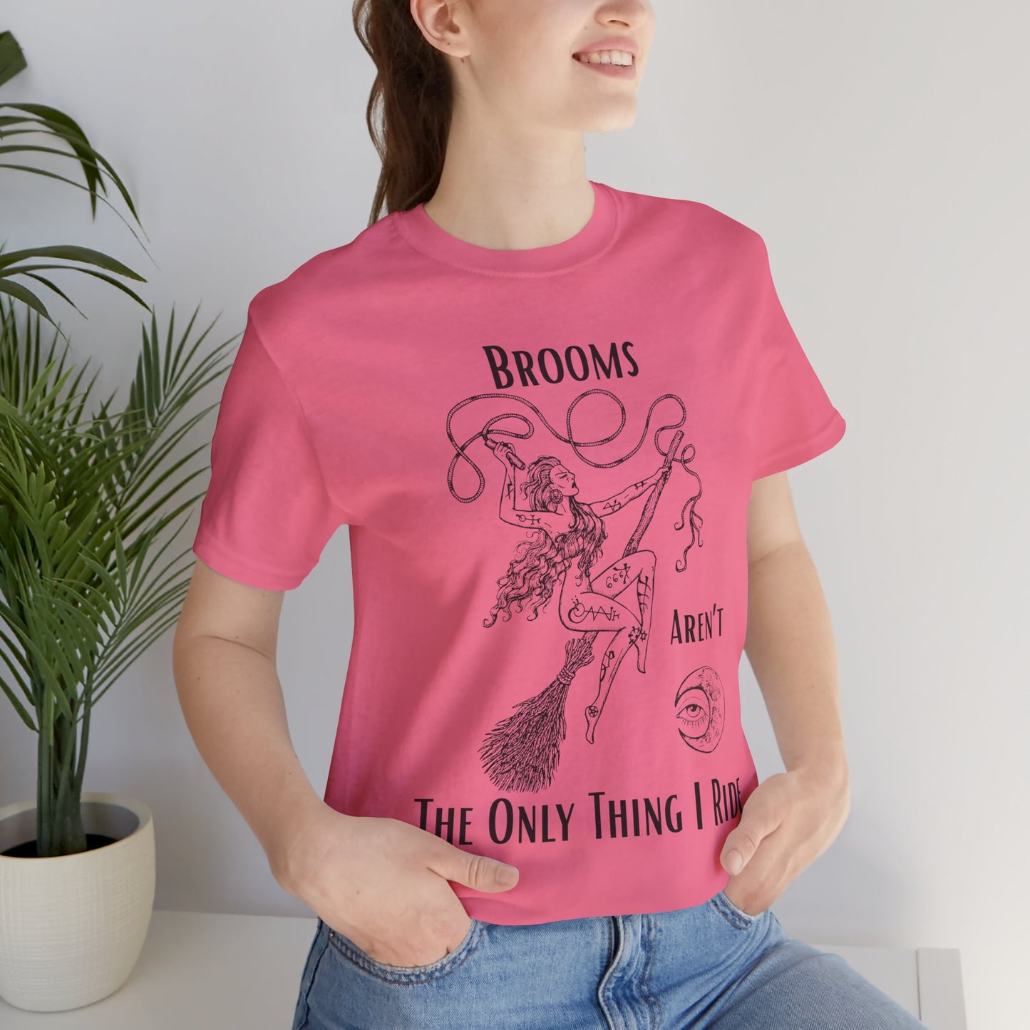 'Brooms Aren't The Only Think I Ride' Flying Witch on a Broom Graphic T-Shirt