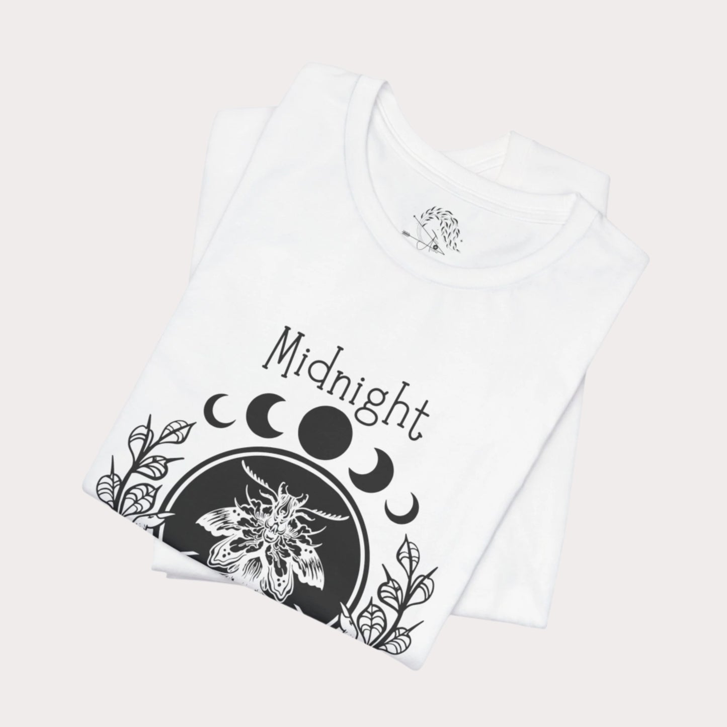 'Midnight Butterfly' Unisex Short Sleeve Moon Phase Moth Crystal Ball Casual Wear T-Shirt