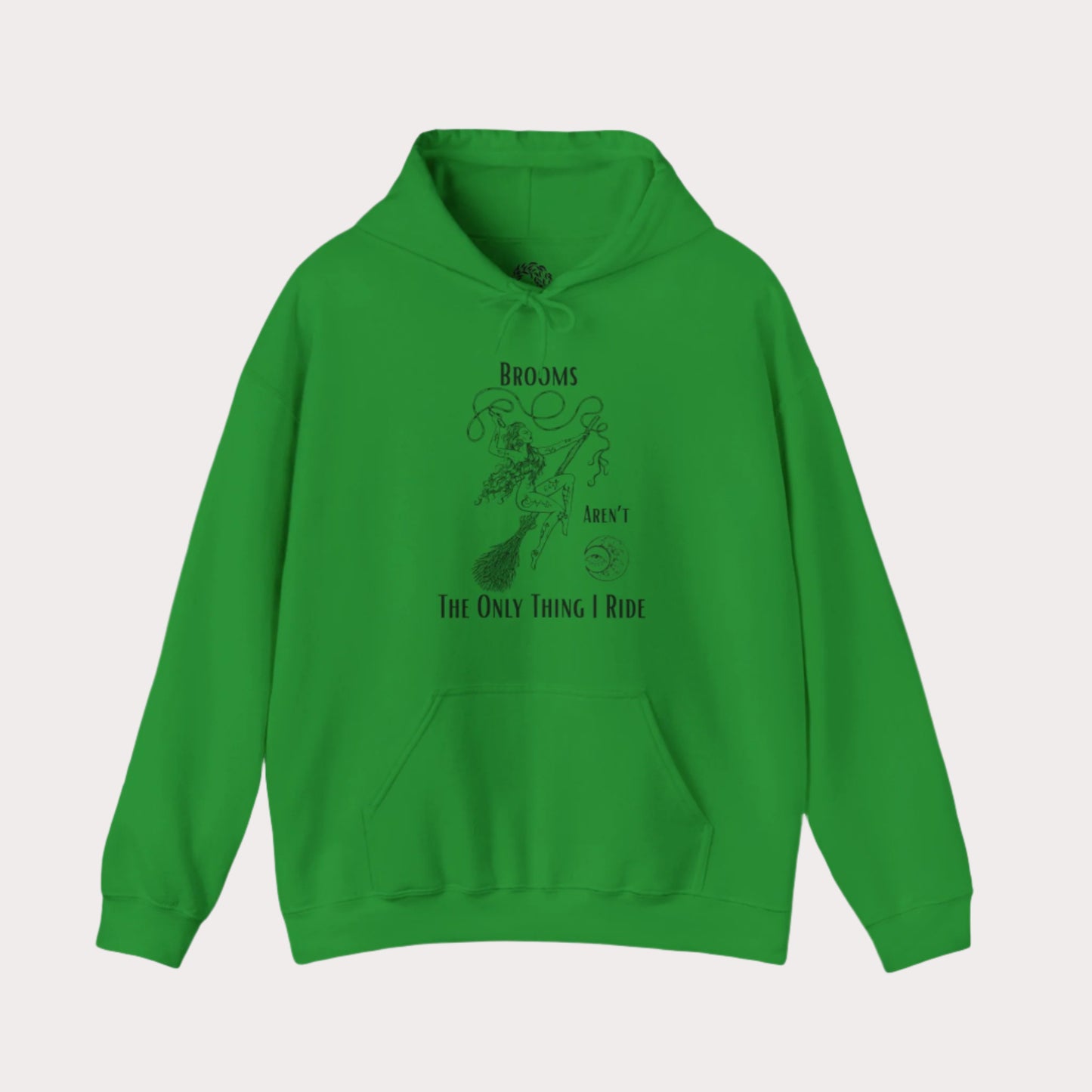 'Brooms Aren't The Only Think I Ride' Flying Witch on a Broom Graphic Unisex Heavy Blend™ Hooded Sweatshirt