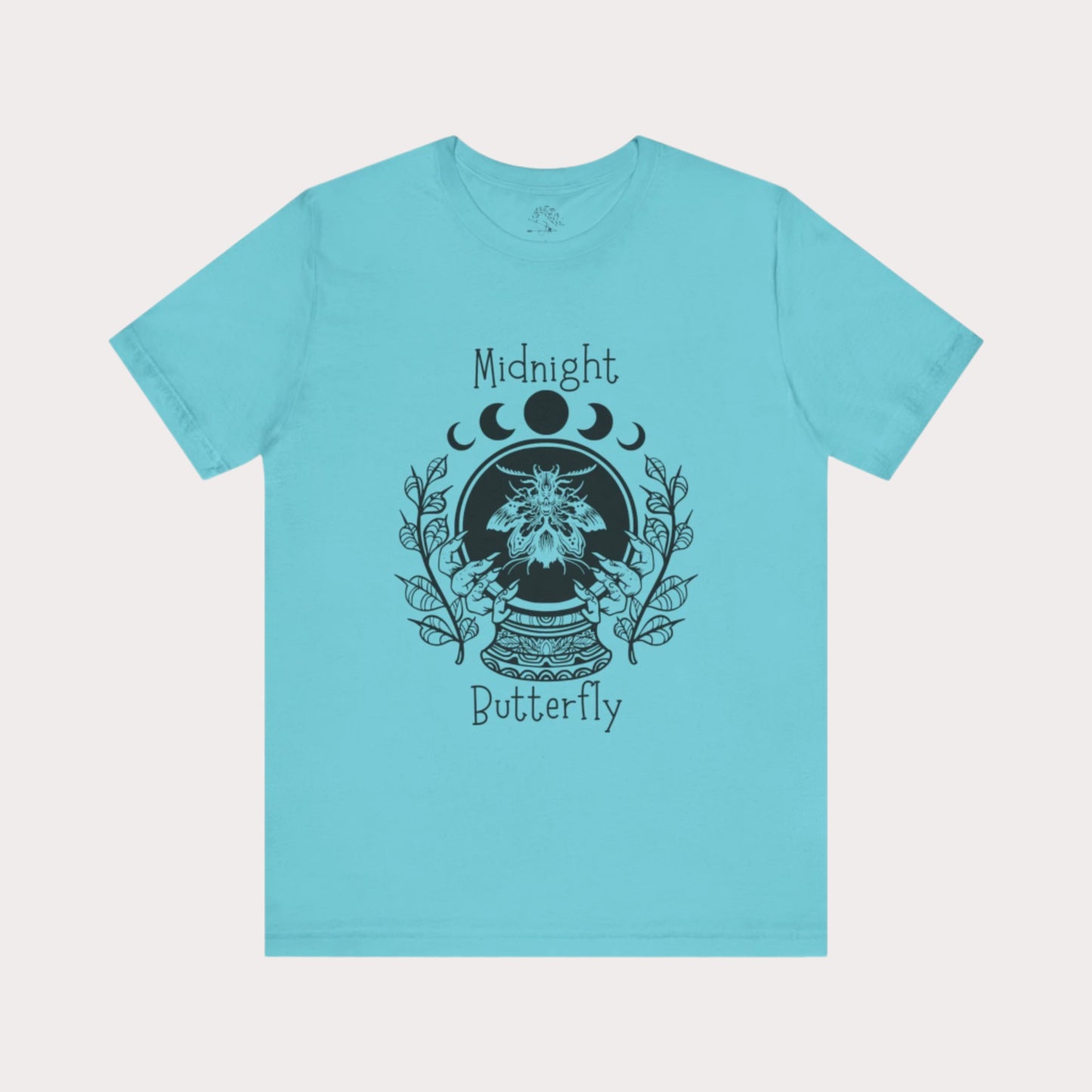 'Midnight Butterfly' Unisex Short Sleeve Moon Phase Moth Crystal Ball Casual Wear T-Shirt