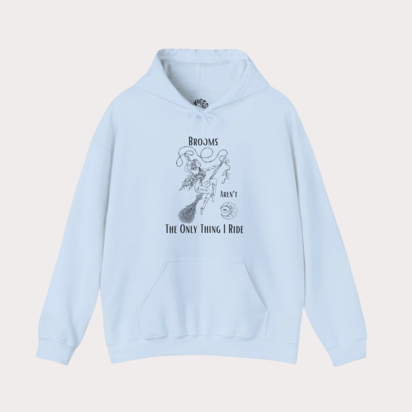'Brooms Aren't The Only Think I Ride' Flying Witch on a Broom Graphic Unisex Heavy Blend™ Hooded Sweatshirt