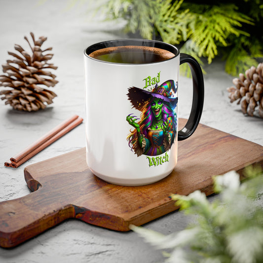 The Faegrin—'Good Witch' 'Bad Witch' 15oz Ceramic Duality Mug - Enchanting Drinkware for the Mystical Soul