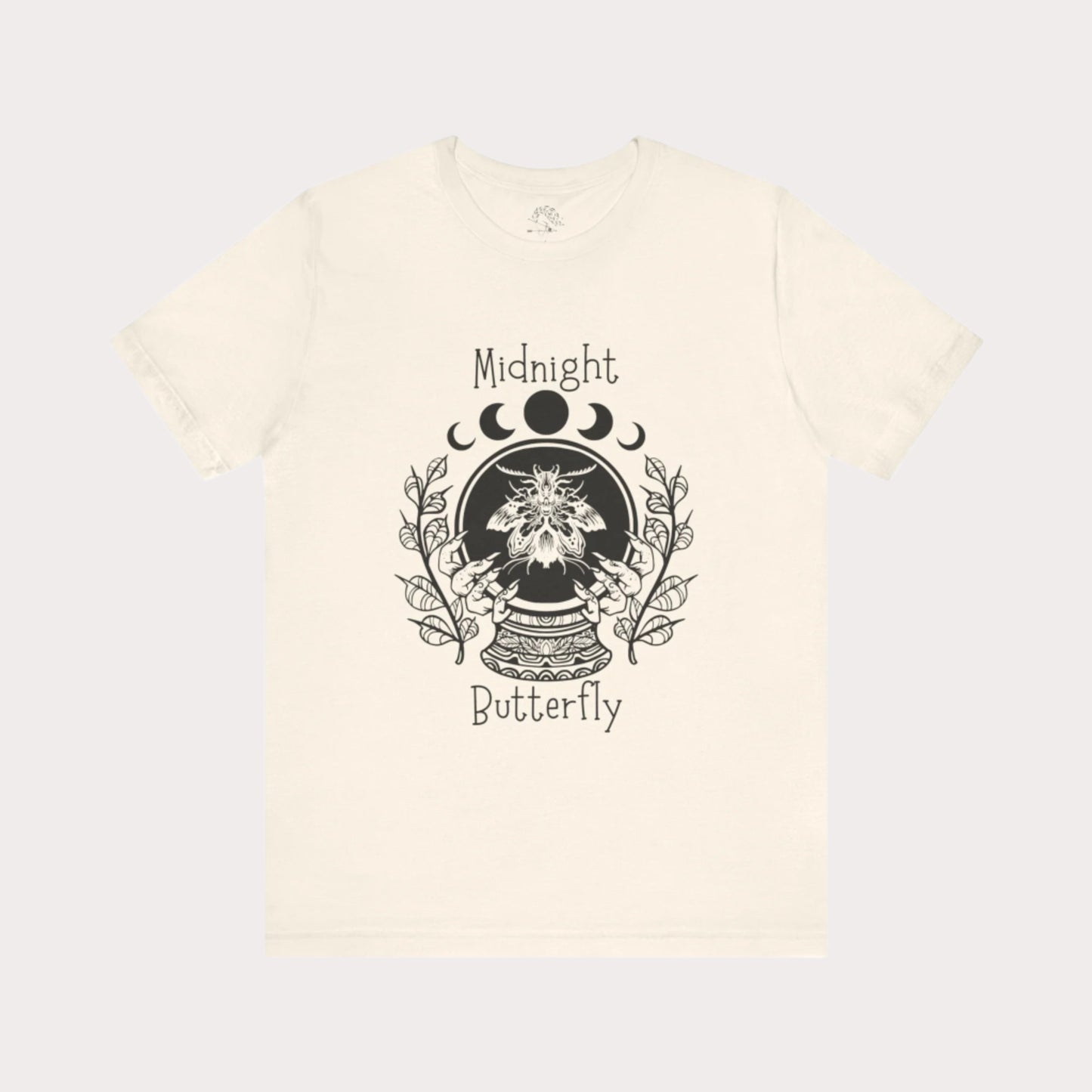 'Midnight Butterfly' Unisex Short Sleeve Moon Phase Moth Crystal Ball Casual Wear T-Shirt