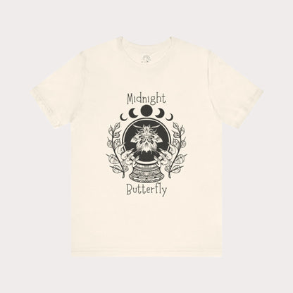 'Midnight Butterfly' Unisex Short Sleeve Moon Phase Moth Crystal Ball Casual Wear T-Shirt