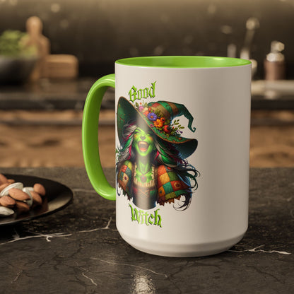 The Faegrin—'Good Witch' 'Bad Witch' 15oz Ceramic Duality Mug - Enchanting Drinkware for the Mystical Soul