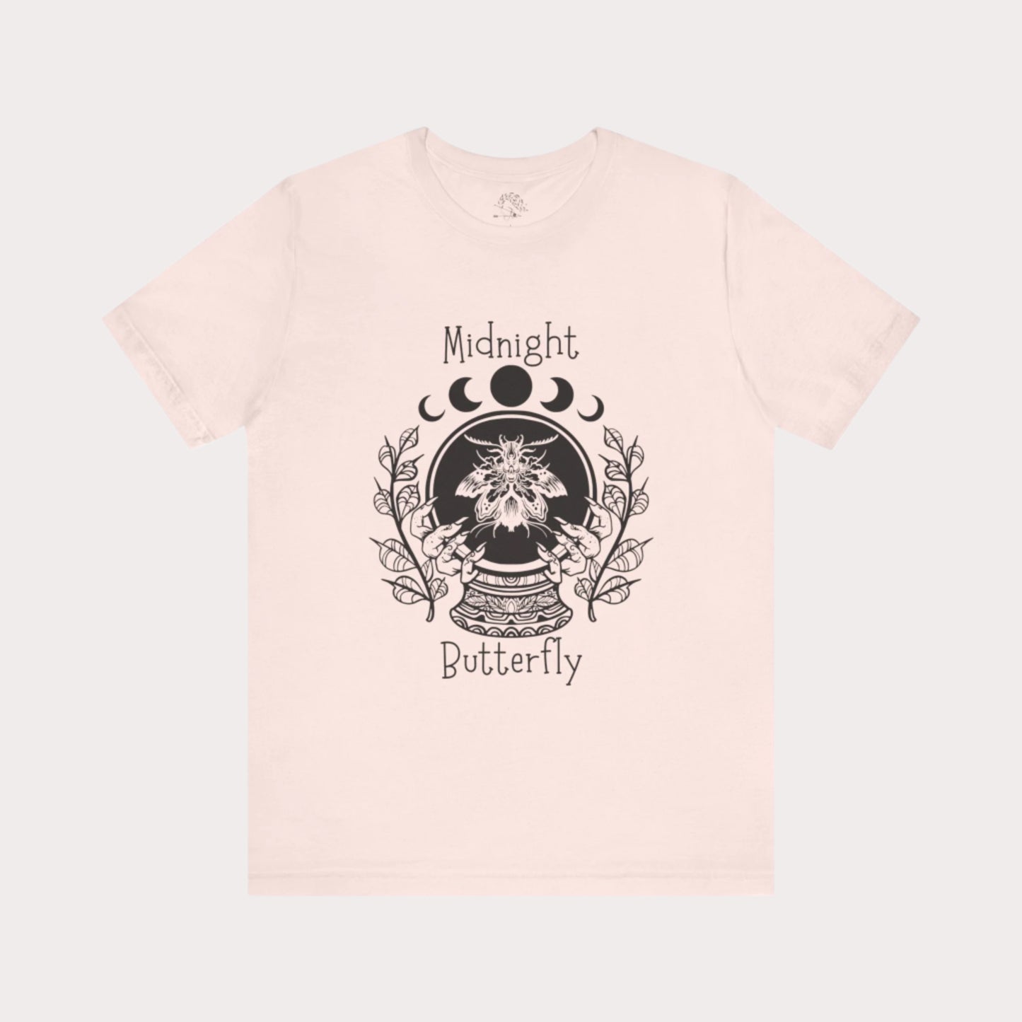 'Midnight Butterfly' Unisex Short Sleeve Moon Phase Moth Crystal Ball Casual Wear T-Shirt