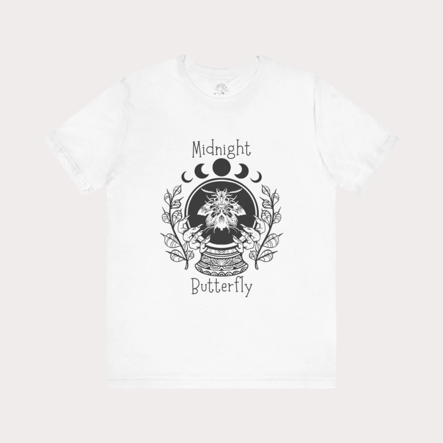 'Midnight Butterfly' Unisex Short Sleeve Moon Phase Moth Crystal Ball Casual Wear T-Shirt