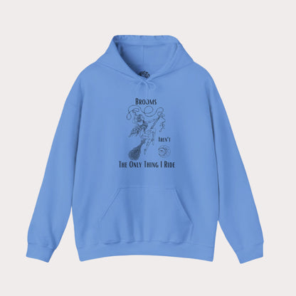 'Brooms Aren't The Only Think I Ride' Flying Witch on a Broom Graphic Unisex Heavy Blend™ Hooded Sweatshirt