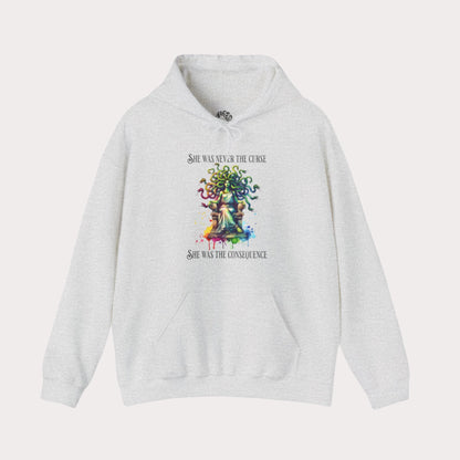 “She was never the curse—she was the consequence” Medusa Graphic Unisex Heavy Blend™ Hooded Sweatshirt