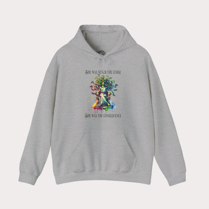 “She was never the curse—she was the consequence” Medusa Graphic Unisex Heavy Blend™ Hooded Sweatshirt