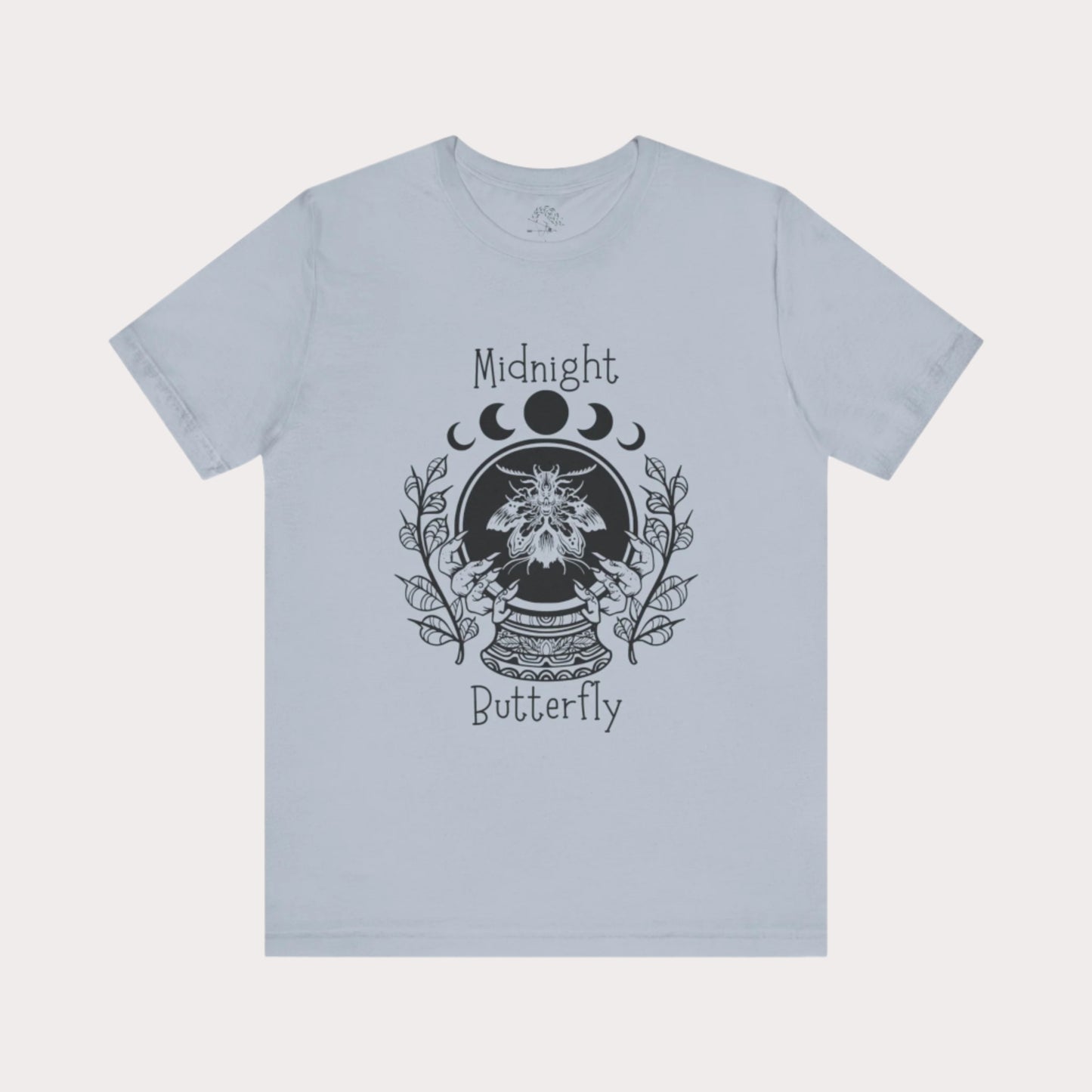 'Midnight Butterfly' Unisex Short Sleeve Moon Phase Moth Crystal Ball Casual Wear T-Shirt