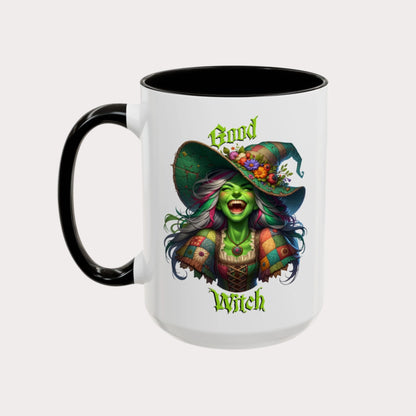 The Faegrin—'Good Witch' 'Bad Witch' 15oz Ceramic Duality Mug - Enchanting Drinkware for the Mystical Soul