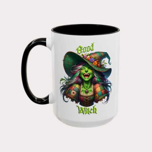 The Faegrin—'Good Witch' 'Bad Witch' 15oz Ceramic Duality Mug - Enchanting Drinkware for the Mystical Soul
