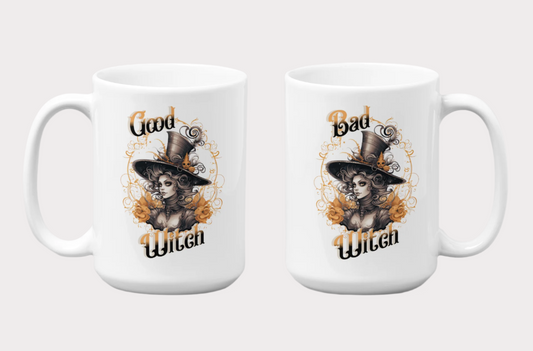 The Hatter—'Good Witch' 'Bad Witch' 15oz Duality Mug - Enchanting Drinkware for the Mystical Soul