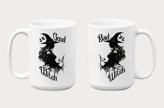 The Aradia—'Good Witch' 'Bad Witch'  15oz Duality Coffee Mug - Enchanting Drinkware for the Mystical Soul