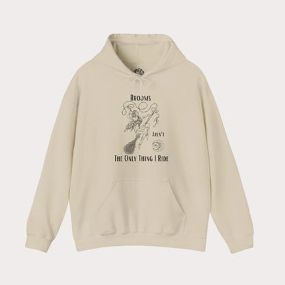 'Brooms Aren't The Only Think I Ride' Flying Witch on a Broom Graphic Unisex Heavy Blend™ Hooded Sweatshirt
