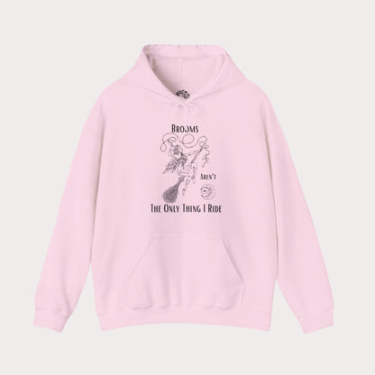 'Brooms Aren't The Only Think I Ride' Flying Witch on a Broom Graphic Unisex Heavy Blend™ Hooded Sweatshirt