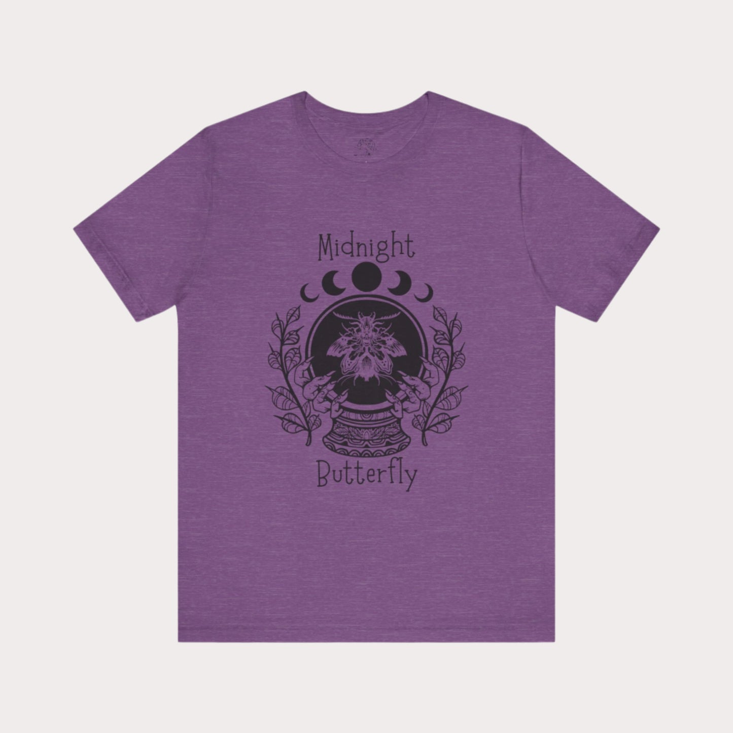 'Midnight Butterfly' Unisex Short Sleeve Moon Phase Moth Crystal Ball Casual Wear T-Shirt