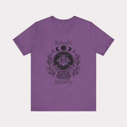 'Midnight Butterfly' Unisex Short Sleeve Moon Phase Moth Crystal Ball Casual Wear T-Shirt