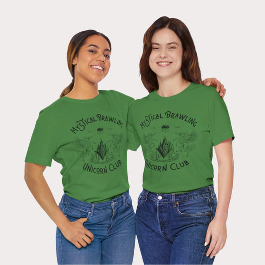 Mystical Brawling Unicorn Club Unisex T-Shirt -Front only Print Legendary Guardians of Magic Vintage Graphic T-Shirt