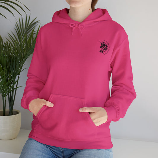 Mystical Brawling Unicorn Club 🦄 Unisex Hooded Sweatshirt -Front and Back Logo & Emblem Print Legendary Guardians of Magic Vintage Graphic Hoodie