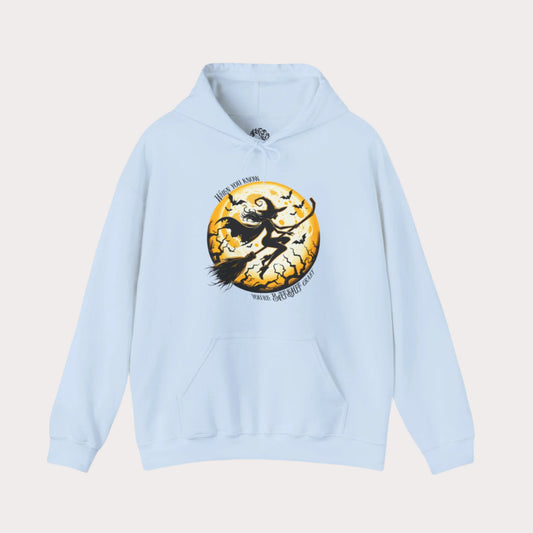 'When You Know You're Batshit Crazy' Flying Witch Graphic Unisex Heavy Blend™ Hooded Sweatshirt