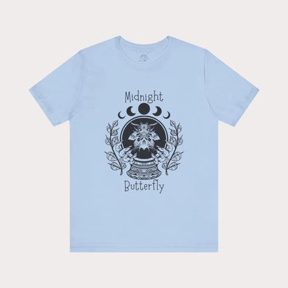 'Midnight Butterfly' Unisex Short Sleeve Moon Phase Moth Crystal Ball Casual Wear T-Shirt